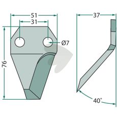 Knife for feed wagon right - 70-160