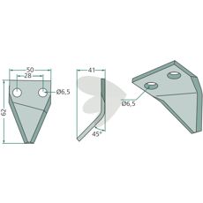 Knife for feed mixer wagon right - 70-172