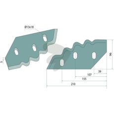 Knife for forage wagon left - CL 04.014