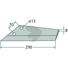 Wing blade FL 28 290mm hole 13mm Lemken Topas 3374407