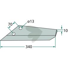 Wing blade left 340mm Kongskilde, Brix, Dal-Bo