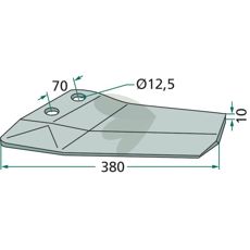 Wing share right 380mm hole 12.5mm XL032