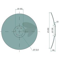Plate  450x5 mm, hole circle = 100 mm