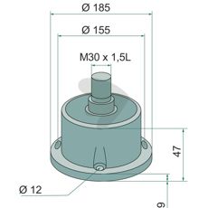 Bearing assembly with left-hand thread, 35x185x160 mm, M30x1.5L
