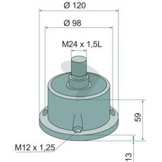 Bearing M24x1.5 L, 4 holes left-hand thread