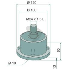 Bearing unit M24x1.5 L, 6 holes
