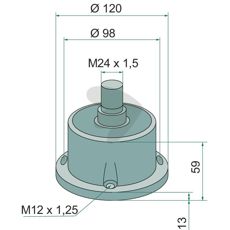 Bearing M24x1.5, 4 holes right-hand thread
