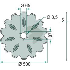 Disc harrow toothed  500 X 5 Mm