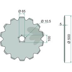 Disc harrow toothed  500 X 5 mm