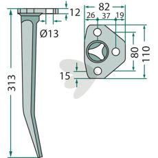 Harrow tooth Flange point RE, REV