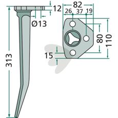Harrow tooth Flange width RE, REV