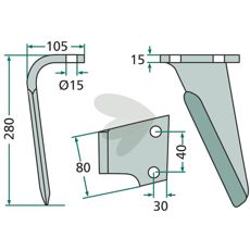 Rotor harrow tooth Rabe, etc. 84091201, 84091202