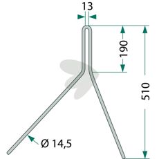 After harrow pin double Horsch 510mm