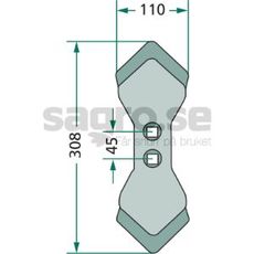Blade 110X308mm hole distance 45mm 05000579