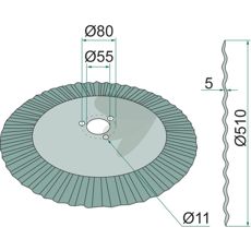 Disc harrow Wavy, 510 X 5 Mm, 20"