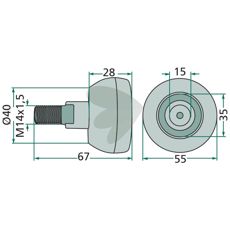 Guide roller with axle