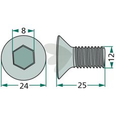 Countersunk screw hexagon