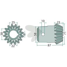 Conical wheel internal, 16 cogs