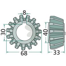 Conical wheel 15 teeth - 1.1043.010.104.00
