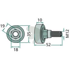 Steering bolt assembly with roller