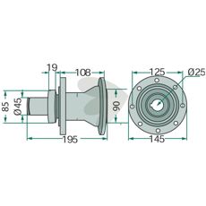 Drum hub with bearing 6209 2RS C3