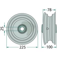 Rim with bearing 3.50-8