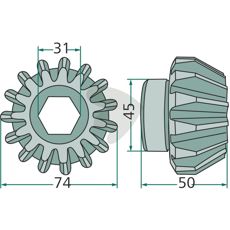 Conical wheel 15 teeth -122753