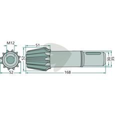 Pinion shaft 12 teeth - 153003.7