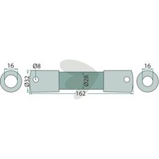 Bendable axle 32X162mm hole 8 mm