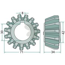 Conical wheel 15 teeth -236.800081