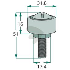 Curve roller Thread  9.3 mm