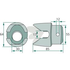 Cam clutch with hole for cotter pin