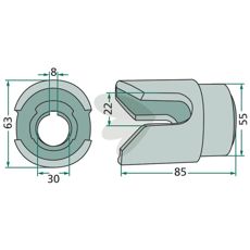 Cam clutch with keyway