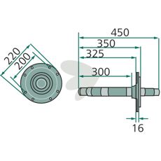 Drive shaft 450X220mm width 16mm