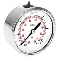 Pressure Gauge 6Bar 63Mm 1/4 Bsp Back Mounting