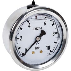 Manometer 10Bar, 63mm, rear mounting, ideal for accurate pressure monitoring.