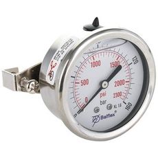 Pressure Gauge 160Bar 63Mm 1/4 Bsp Back Mounting