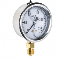 Pressure gauge 250Bar, 63mm, bottom mounting, robust and reliable.