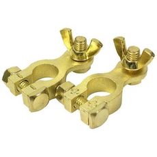 Battery terminals, Brass - + and - 8 mm, blister pack of 2