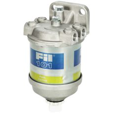 Complete aluminum fuel filter, durable and lightweight, ideal for various machines.