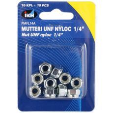 Nut Unf Nyloc 1/4" 10Pc Galvanized