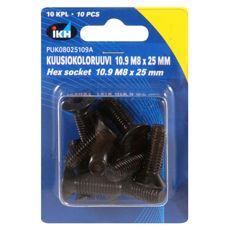 Socket Screw M8X25 10.9 10Pcs Countersunk Din7991