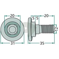 Bolt for Mower Blade M12x35 mm