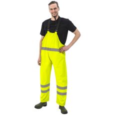 Rain trousers with braces Warning Cl1 En20471 Yellow