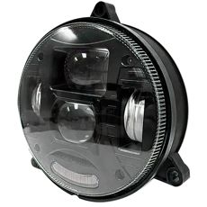 Round LED spotlight, 132mm, 3-point mounting in black.