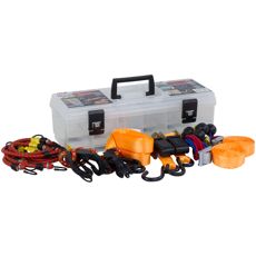 Complete tie-down strap set with 16 pieces for various load needs and securing.